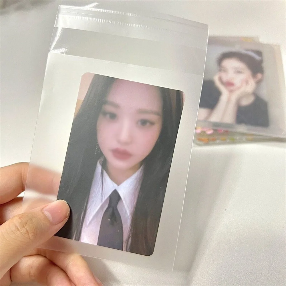 100pcs Clear Photocard Sleeves Frosted Opp Plastic Bag Self-adhesive Idol Card Protector Bags Jewelry Beads Gift Packing Bags card protector idol card protector photo card holder self sealing opp bag