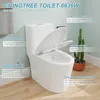 Dual Flush Elongated Standard One Piece Toilet with Comfortable Seat Height,Powerful&Quiet Dual Flush Modern Toilet,Glossy White 4