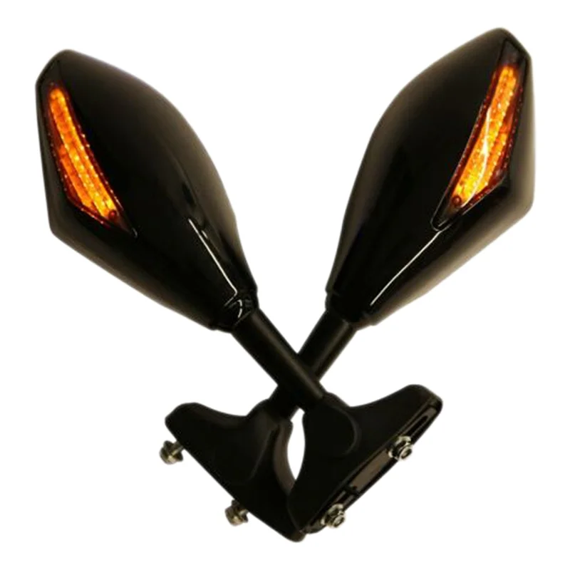 HOES-1Pair 오토바이 LED 백미러 라이트 Yamaha YZF R1 R6 FZ1 FZ6 600R R3 LED 반전 미러 액세서리