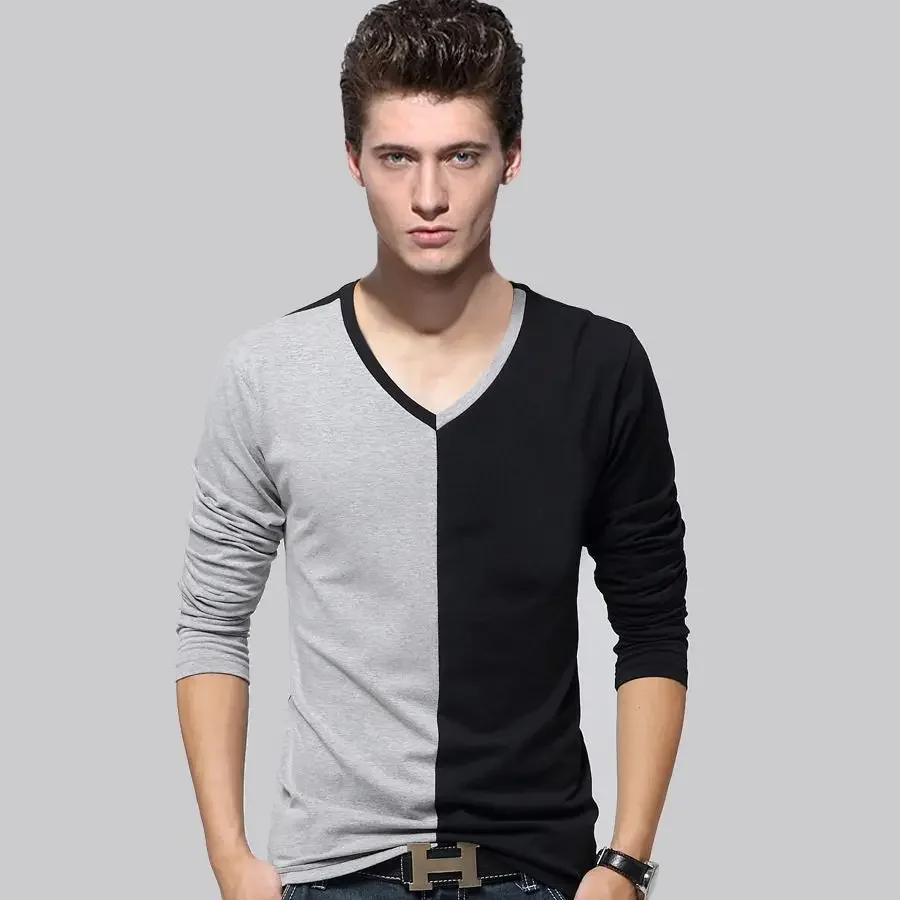 thumbnail image 1 of Sudaderas de manga larga ajustadas y lisas, jerséis ajustados para hombre, ropa de marca Y2k de un solo color, ropa de calidad 2024, camiseta para hombre, 1 of 5