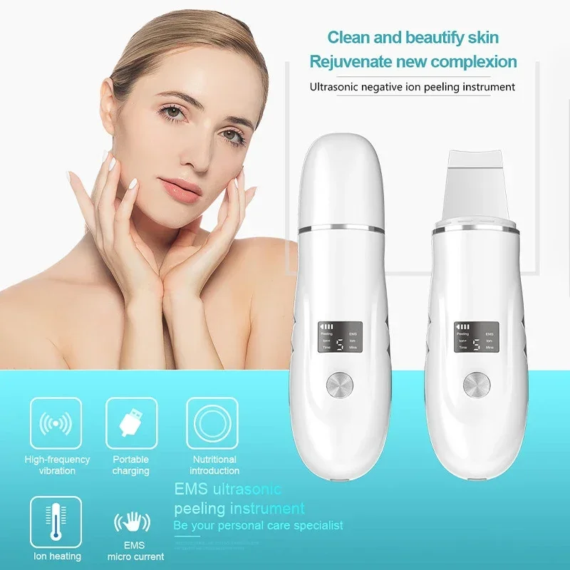 Electric Ultrasonic Skin Scrubber Peeling Shovel Blackhead Remove Pores Deep Cleaning Peeling Sholve Skin Care Face Lifting