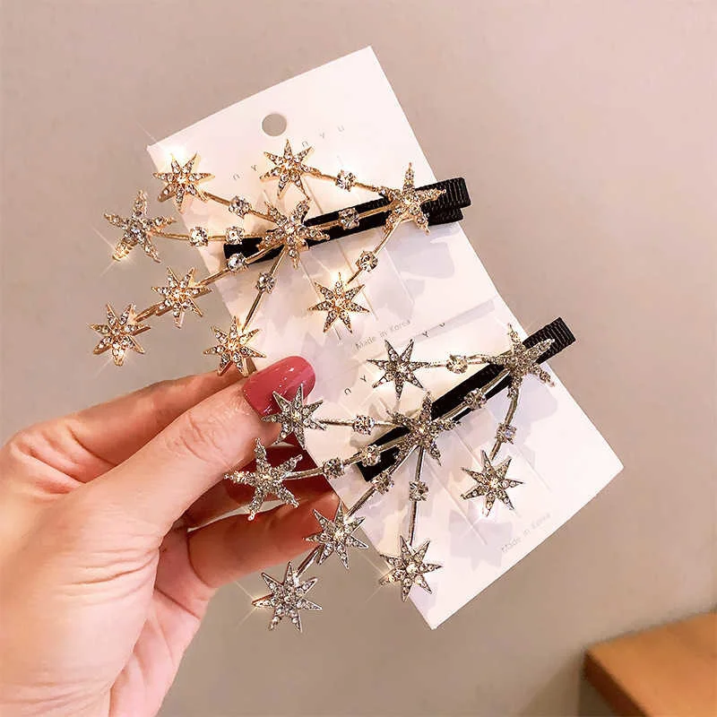 2022 Korea New Sweet Crystal Hair Clip Headwear For Women Fashion Girl Gold Silver Hairgrip Hair Accessories Barrettes Side Clip claw hair clips