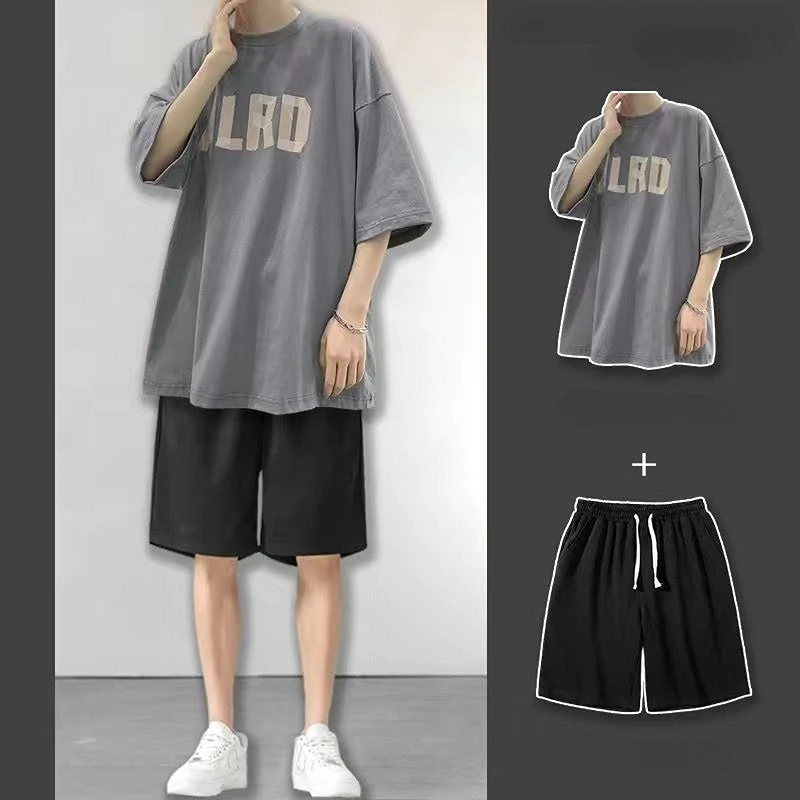 thumbnail image 1 of Conjuntos de camiseta y pantalones cortos para hombre, chándal deportivo con alfabeto, básico, original, de las mejores marcas, ropa de moda elegante para hombre, novedad, chándal genial Xl, 1 of 4