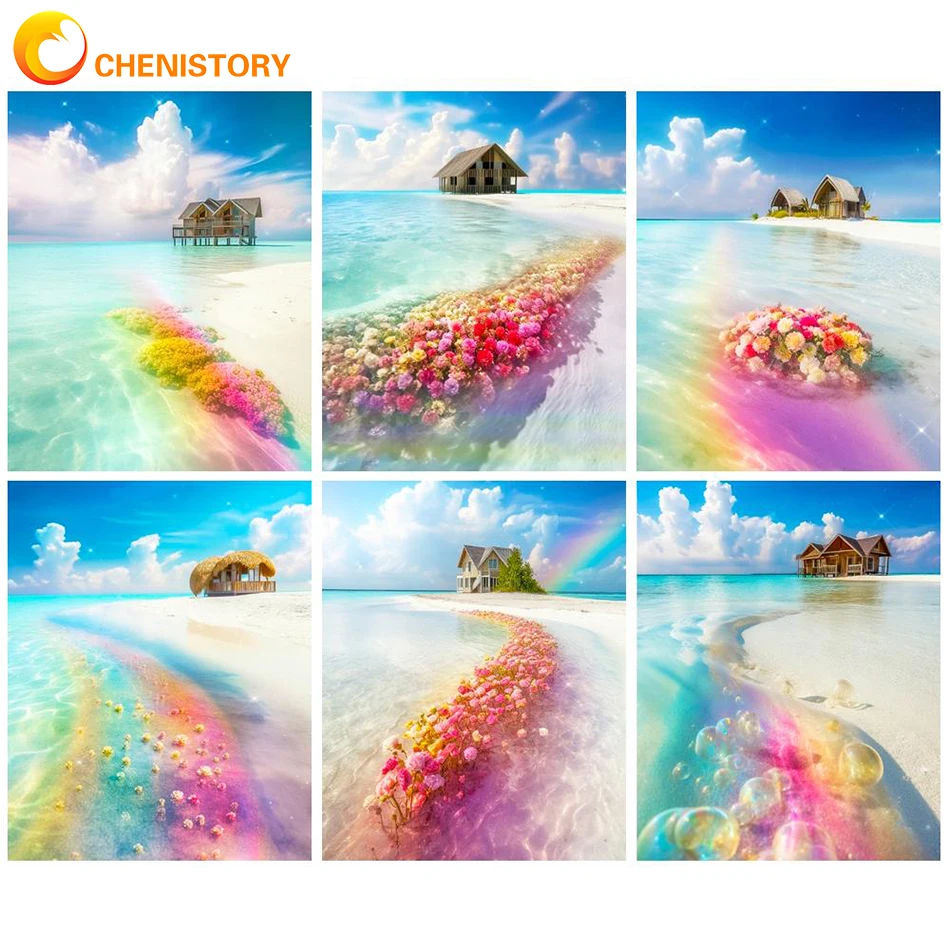 

CHENISTORY 40x50cm Oil Painting By Numbers Rainbow DIY Pictures By Numbers On Canvas Handpaint Frameless Scenery Draw Number