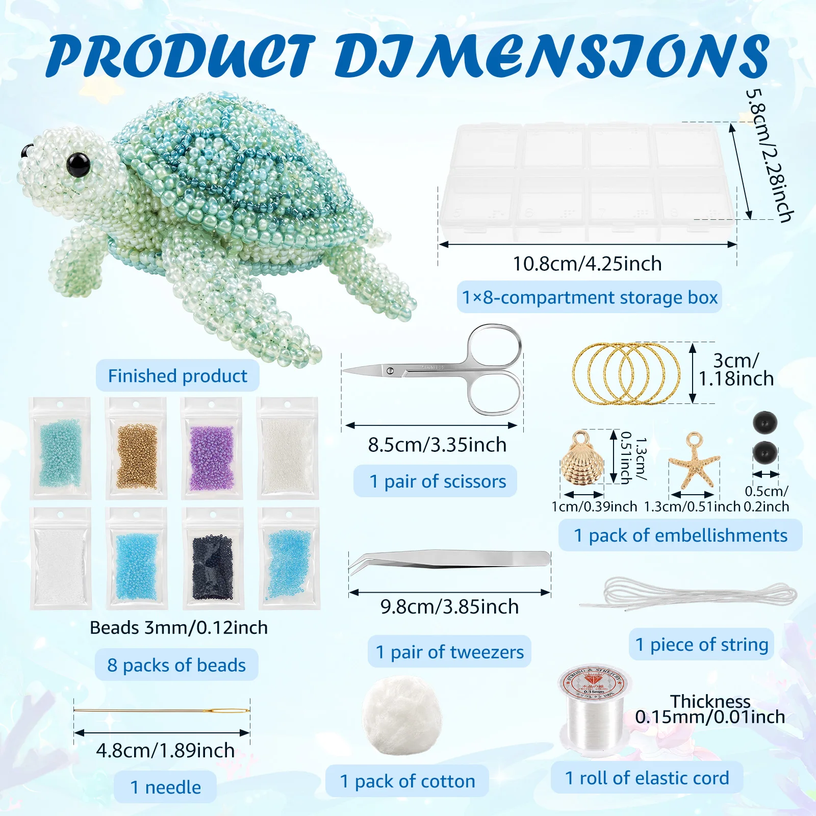 DIY 3D 동물 비즈 세트 (크리스탈 비즈 패턴 가이드 포함) 동물 만들기 비즈 공예 키트, 초보자용 독특한 바다 동물 디자인