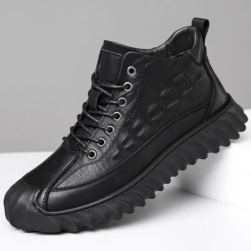 

Leather Men's Boots Anti Slip Men's Casual Boots Lace Up Botines Hombres Casuales Bota Botina Masculina Couro Hommes Chaussures