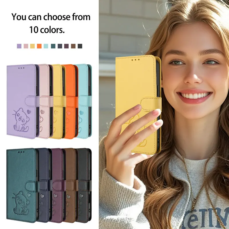 Leather Wallet Flip Case - Elegant Book Cover Design