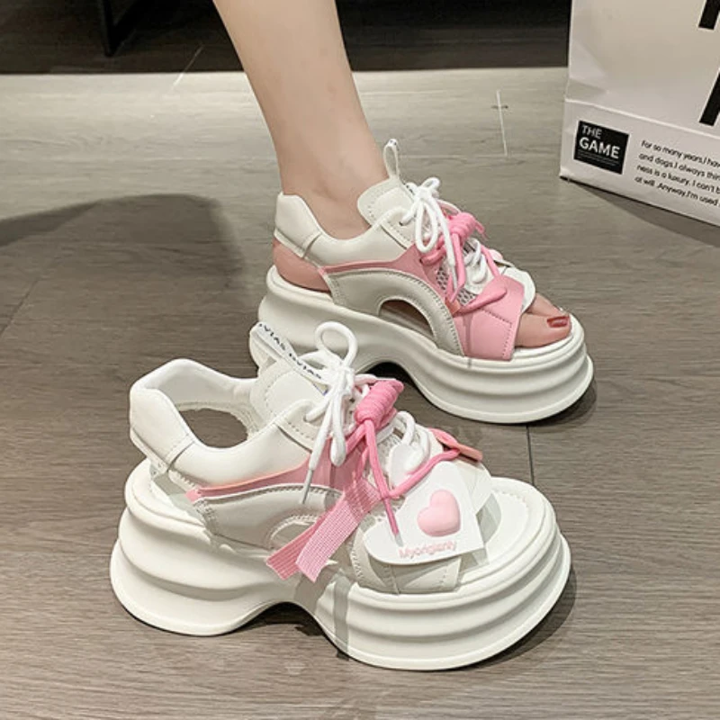 

Женские сандалии с открытым носком, универсальные сандалии в западном стиле, спортивные сандалии в римском стиле, увеличивающие рост, Новинка лета 2024