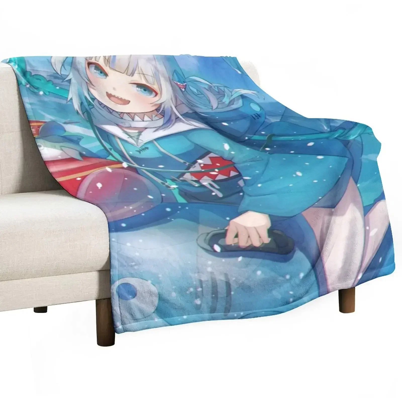 

Gawr Gura Throw Blanket Bed Luxury Designer Blankets