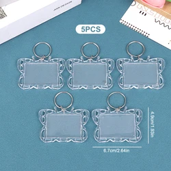Set of 5 Clear Acrylic Photo Frame Keychain Key Holders - Perfect for DIY and Anniversary Gifts (Style 10)