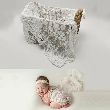 Involucri per neonati Puntelli per fotografia neonato Morbido fasciatoio in pizzo Coperta Fondale per accessori per studio fotografico infantile