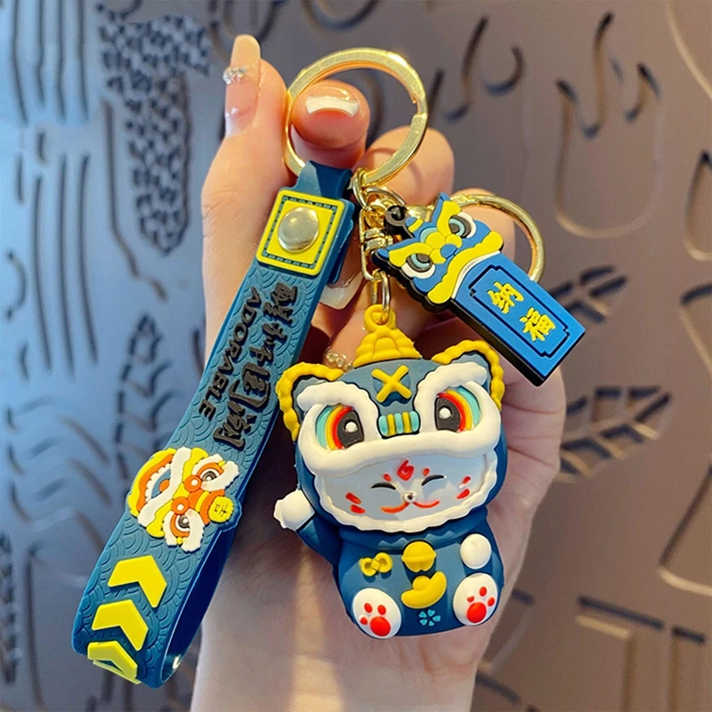 Kreatív aranyos Szerencsés Cica keychain Gúnyrajz sled Tánc Babaarcú de nem okos nő autó Kulcskarika Medál Összepárosít Hátiszák Bűvölet kulcs Megláncol ajándékok