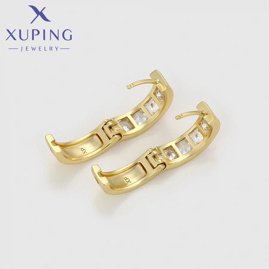 Xuping Jewelry Trendy Elegant Fashion Simple Light Gold Color Huggies Earrings for Women Party Gift X000864239 - 3
