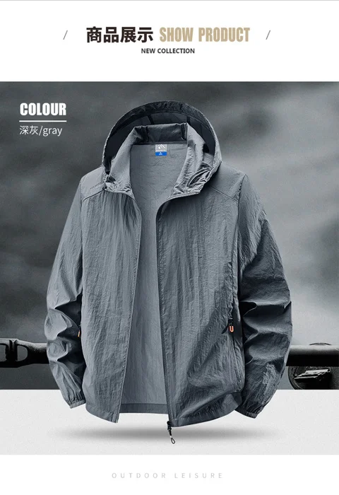 Jacket Mens Spring autumn New men sun protection coat jacket Solid color hooded Jackets casual coat Men's business coats 2318
