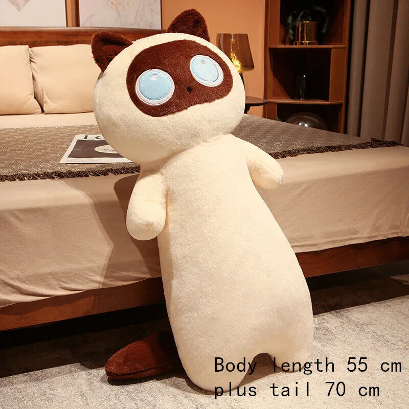 Big Lovely Soft Long Cat Plush Toys Office Cute Pillow Nap Sleep Home Comfort Cushion Kids Doll For Kids Girl Gift New Black Cat plush toys