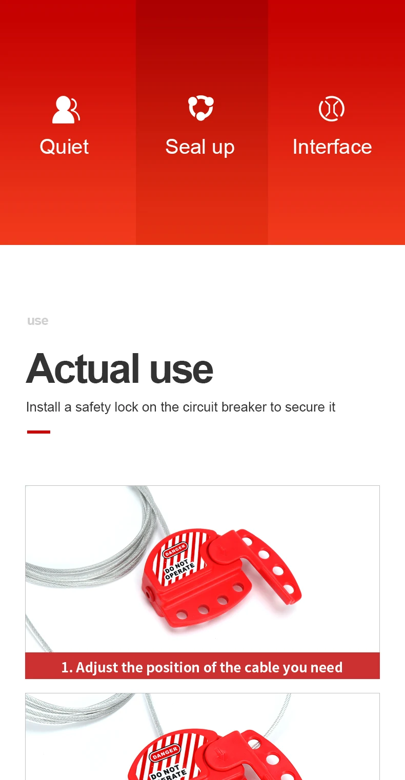 Description Picture 6 of itemAdjustable Cable Lockout Universal Valve Safety LOTO Lock Combination Security Steel Wire ABS Body