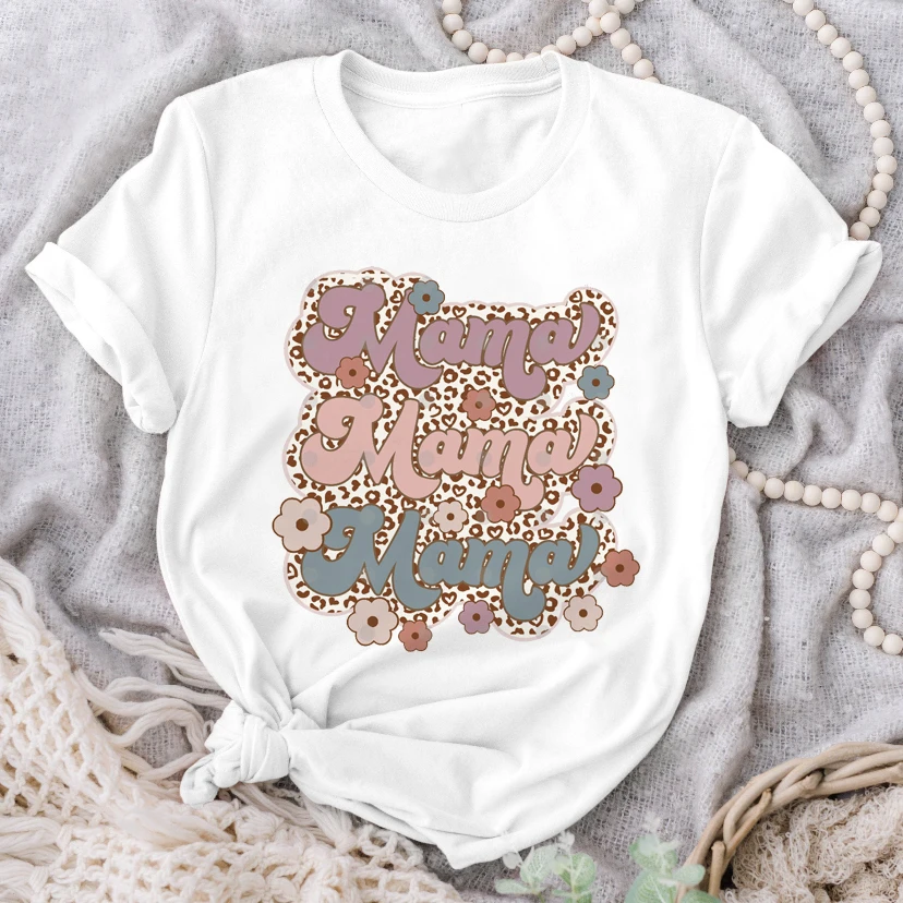 

Flower Floral Mom Mama Short Sleeve T Shirt Graphic Tee Women Clothing Female Casual Top Fashion Print Tshirts Summer T-Shirt
