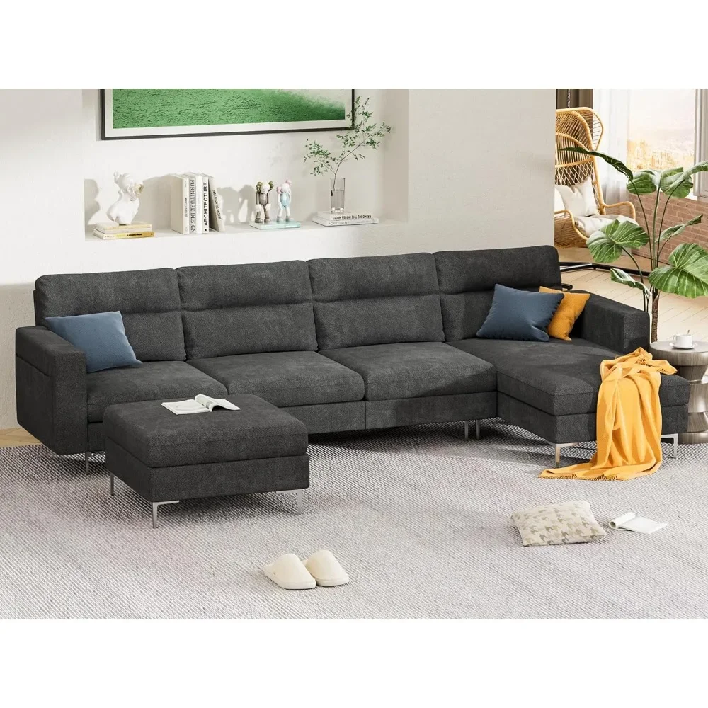 

Convertible Sectional Sofa Modular Couch with Chaises and Removable Ottoman, U Shaped Modular Sofa Sectional Couch, Dark Gray
