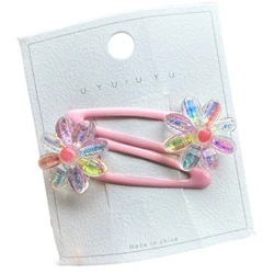 Set of 2 Colorful Floral Hair Clips and Elastic Bands (Hairpin - 3)