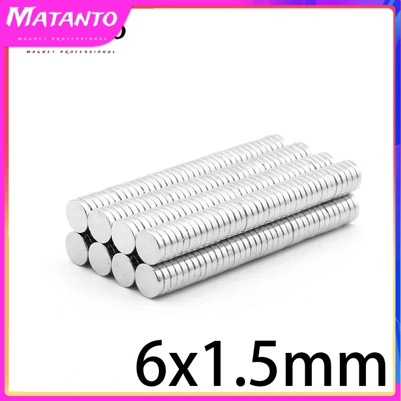 

Сильный Постоянный неодимовый магнит 6x1000, 1,5 шт., 6x1,5 мм, тонкий маленький круглый поисковый магнит, 6*1,5 мм