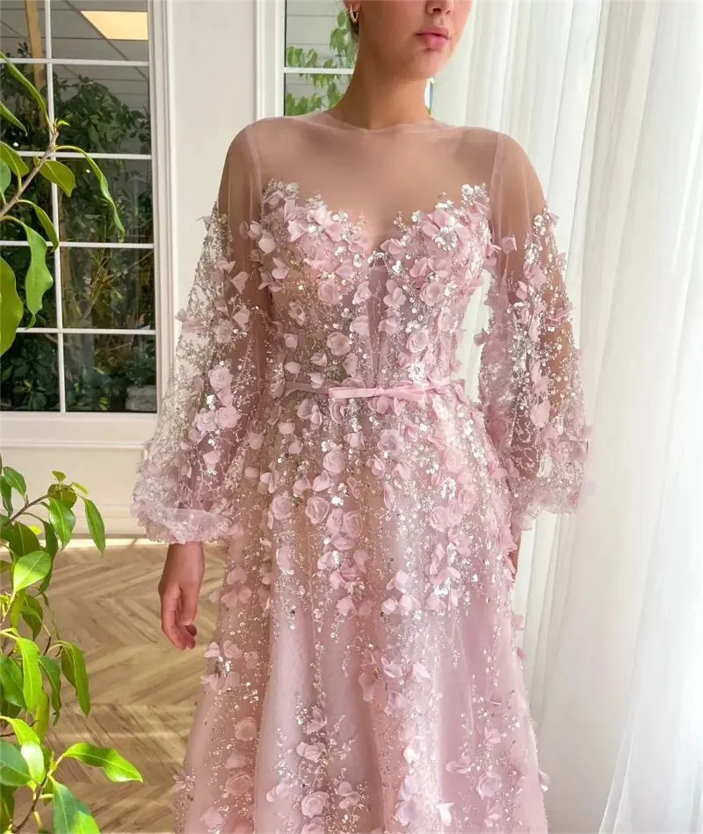 Pink 3DDecal Wedding Dress Prom Dresses Glitter Luxury Evening Dresses  Princess | eBay