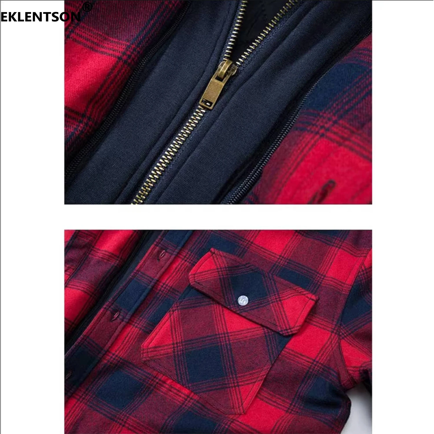EKLENTSON Winter Mens Heavyweight Jacket Flannel Plaid Casual Jacket Detachable Hood Quilted Lined Shirts Coats Hiking Jackets 5