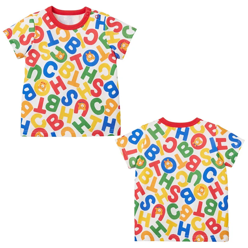 

Summer New Boys and Girls' T-shirts HB Pony Bear Letter Print Short Sleeve T-shirt Round Neck Shirt Kids Clothes Tops Poleras