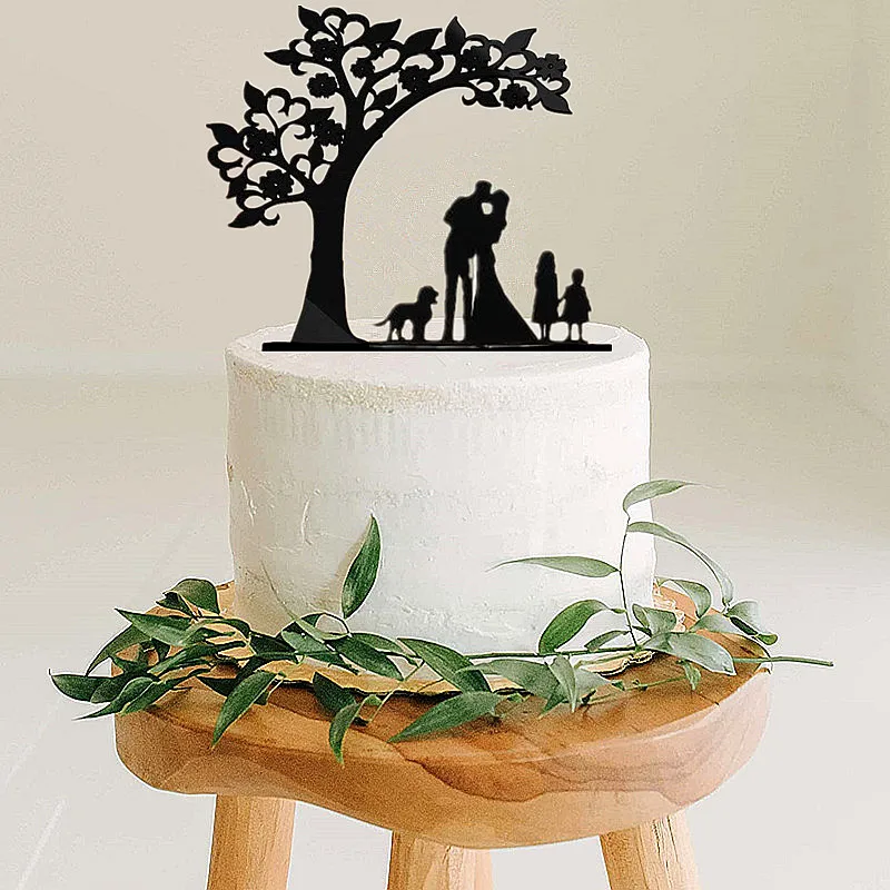 Wedding Cake Topper New Bride Groom Mr Mrs Wedding Decorations Acrylic Black Cak Dog Wedding Cake Topper