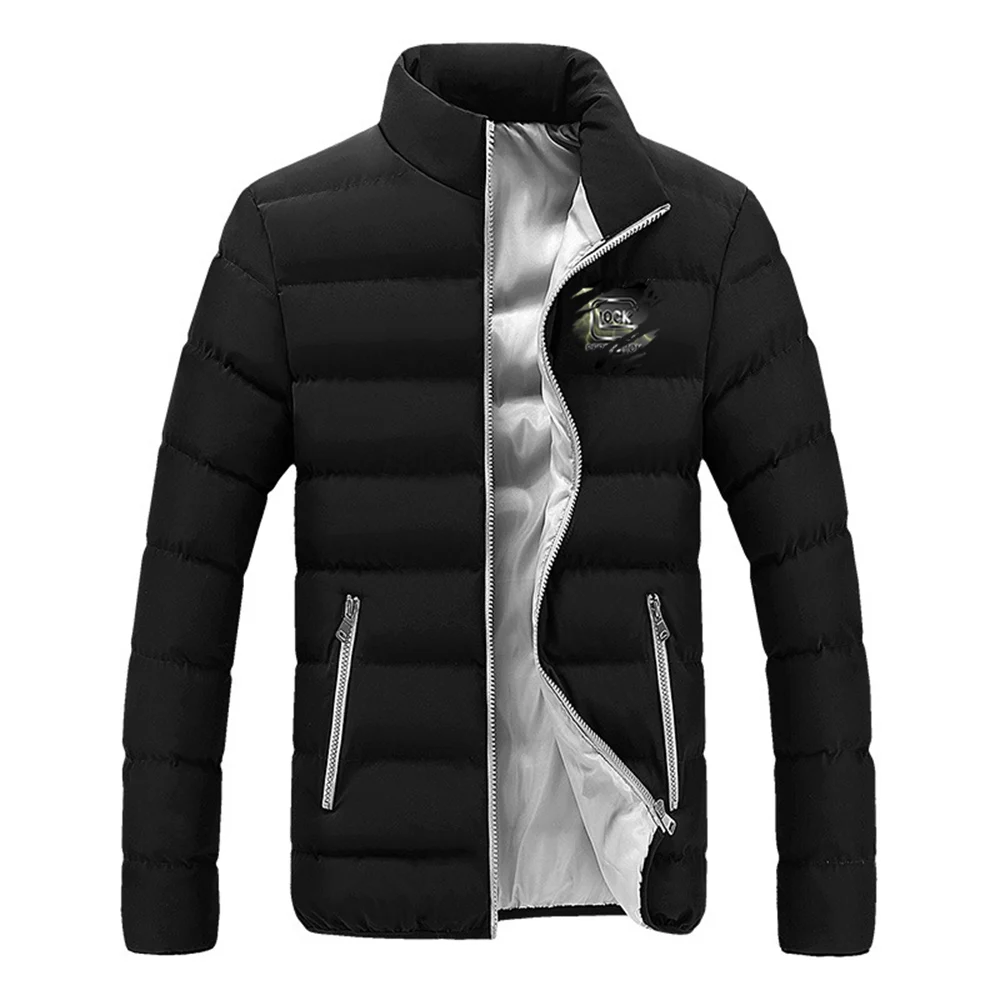 2023 Autumn Winter Fashion Glock Perfection Shooting Print Stand Collar Solid Color Coat Cardigan Cold Prevention Padded Jackets