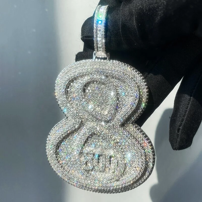 JEWE-Colgante personalizado de diamantes de moissanita de Ley 925, joyería de hip hop, cadena de collar para hombre