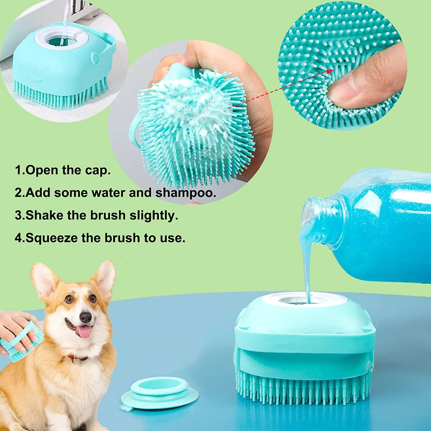 Cat Grooming Brush ATUBAN Dog Bath Brush Soft Silicone