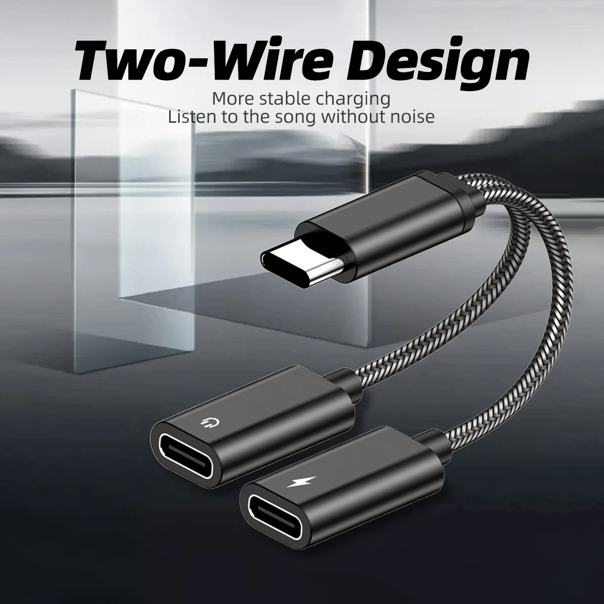 2 in 1 USB Type C - 3.5mm 헤드폰 및 충전기 어댑터, USB C - C Aux 오디오 잭 고해상도 DAC 및 고속 충전 케이블