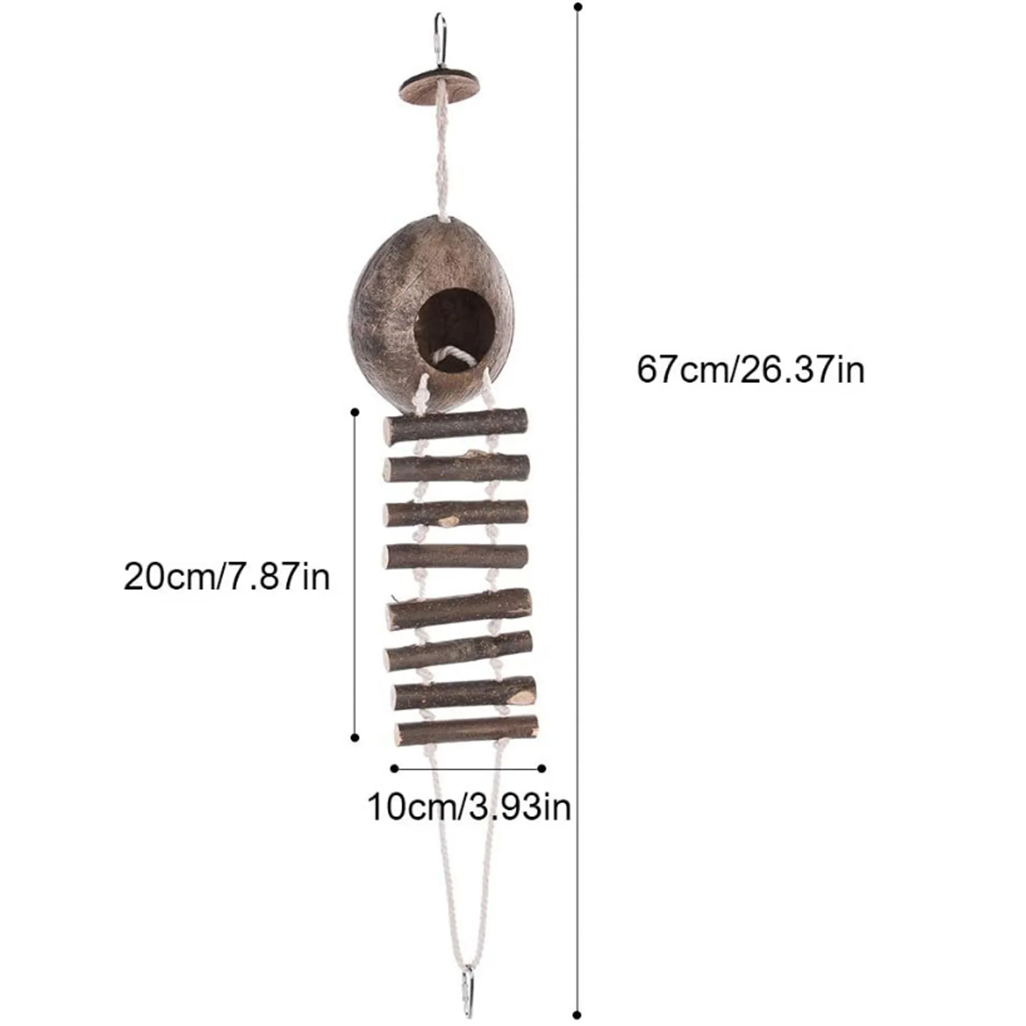 Coconut Bird House Bird Nest Shape Natural Coconut Hide Ladder House Cage Toy For Pet Parrot 1 Set
