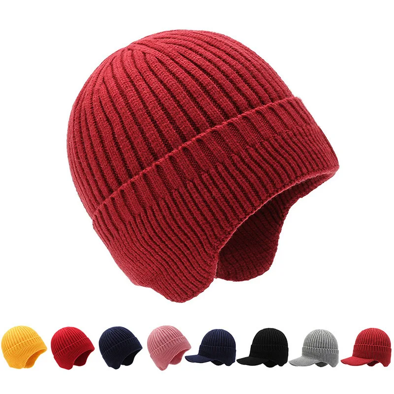 Winter Hat Knitted Hat Earflap Hat Warm Winter Autumn Trooper Aviator Hat With Earflaps Men Women Ear Protection Fleece Hat Knit Skull Ski Beanies Stylish Beanie