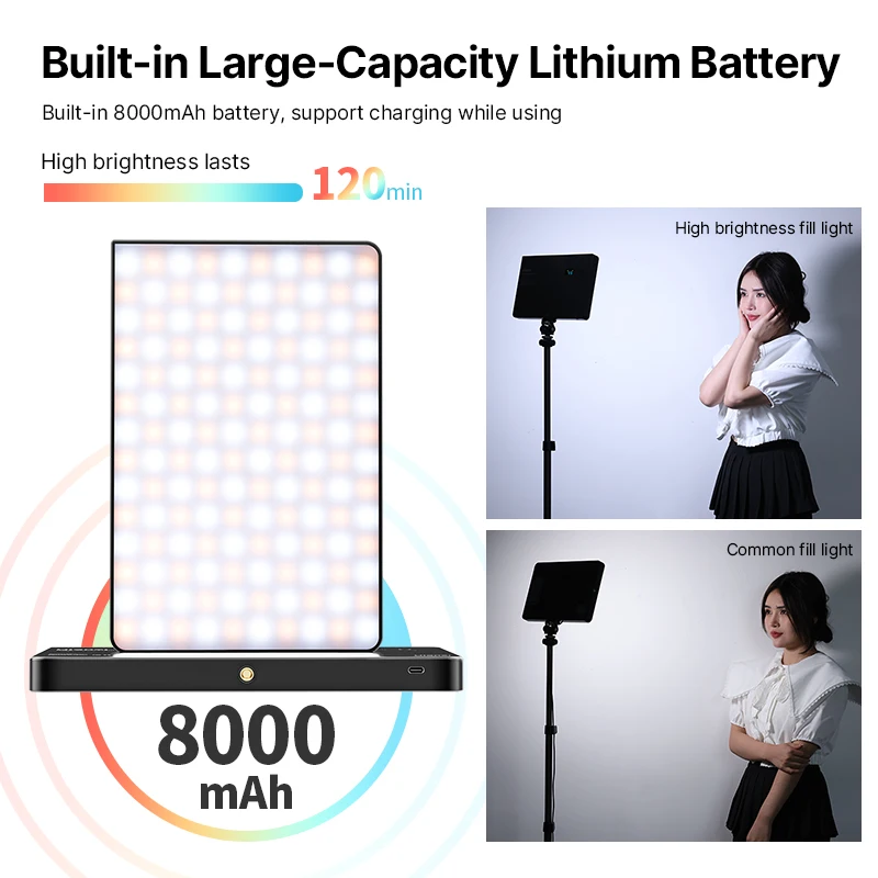 Ulanzi LT003 LED 비디오 라이트 RGB 패널 라이트 2500-9000K CRI 95+ 8000mAh 라이브 스트리밍 비디오용 채우기 라이트 Tiktok Youtube
