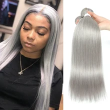 

Straignt Human Hair Bundles 8-26Inches Silver Brazilian Human Hair Weave Bundles 1PC Non-Remy Hair Extensions GOODHAIR