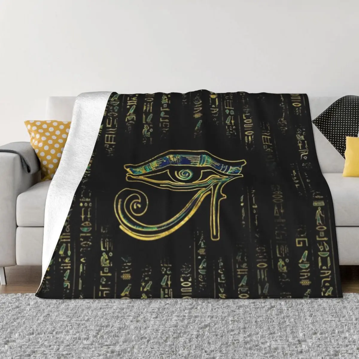 

Retro Egyptian Eye of Horus Non-slip Doormat Hieroglyphics gold On Wood Kitchen Mat Welcome Carpet Flannel Modern Decor