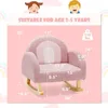 Kids Sofa, Toddler Rocking Chair with Solid Wooden Frame, Anti-Tipping Design, Plush Fabric, Children Armchair for Nursery 3