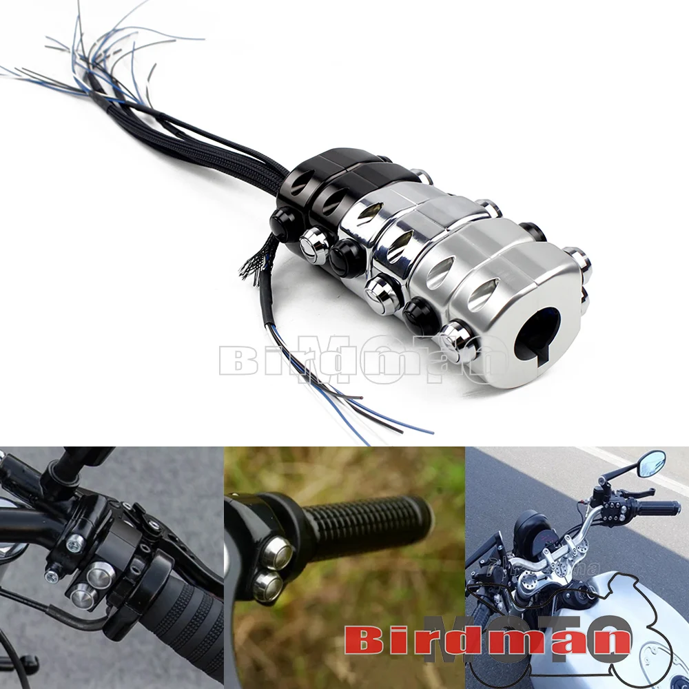 

Рукоятка для мотоцикла, рулевой тормоз, м-переключатель, рулевой контроллер, переключатель 25 мм, 3 кнопки, переключатель для Harley Chopper Bobber Cafe Racer