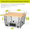 2 Set Stackable Wire Basket with Bamboo Top - Kitchen Counter, Pantry Organizer and Storage - Produce Onion Potato 3