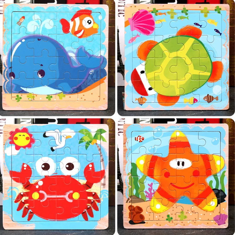 9/16 Jigsaw Puzzles for Kids Ages 2 3 4 5 Toddler Wooden Puzzle Preschool Educational Toys Set Animals Puzzle for Boys and Girls 6
