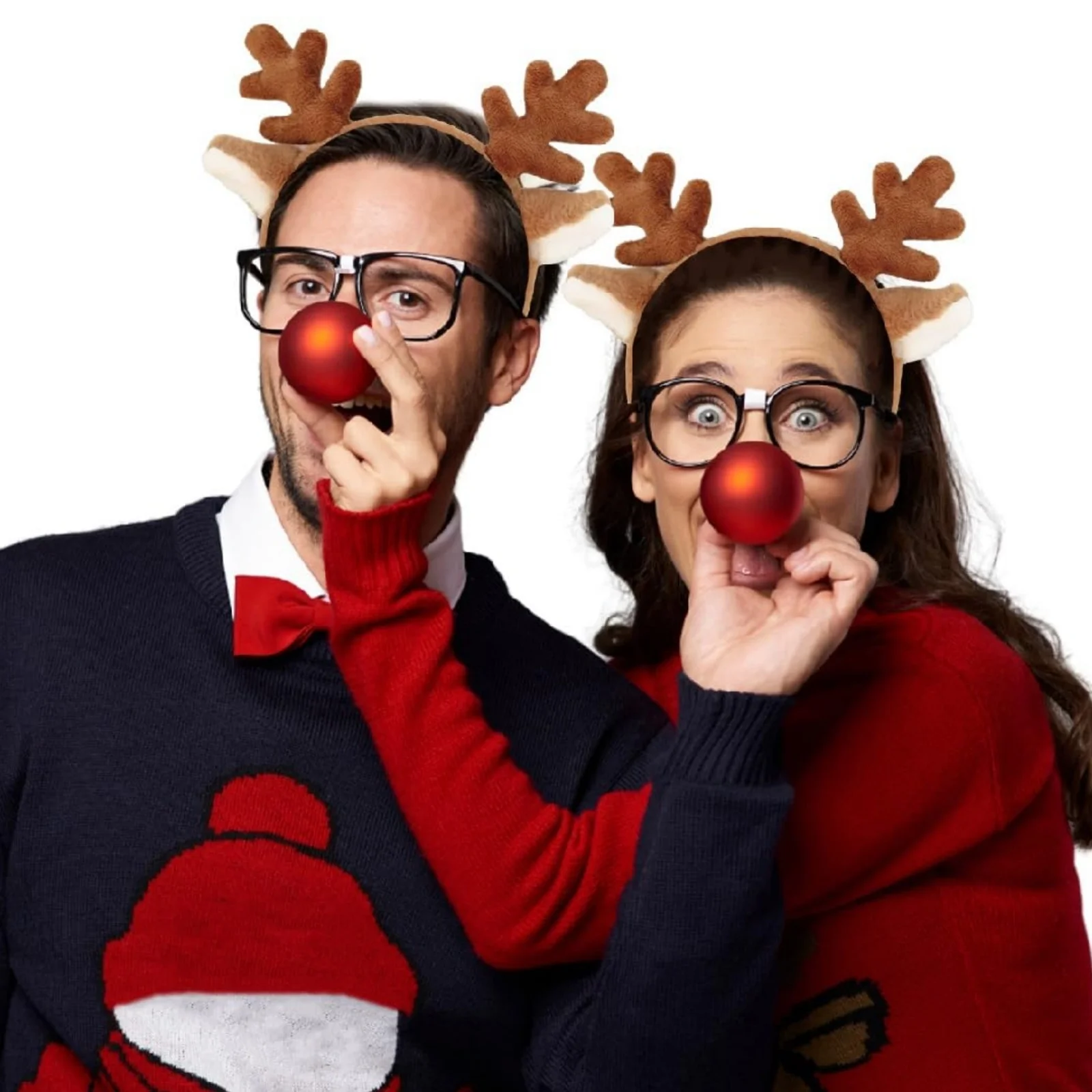 1PC Christmas Reindeer Antlers Headband - Plush Festive Hair Accessory with Ears, Cute Holiday Party Decoration