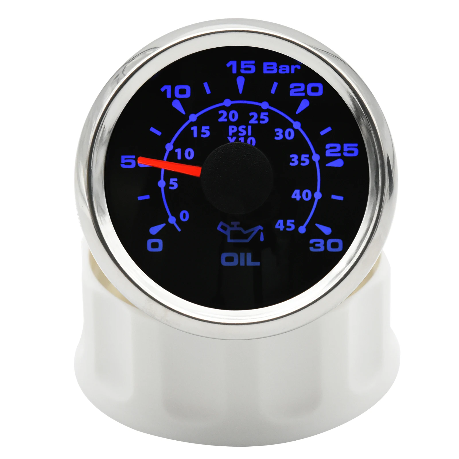 52mm 2'' Marine Boat Oil Pressure Gauge 0-5Bar 10Bar 30Bar Indicator Universal 12V/24V Car Pressure Meter with 7 Color Backlight