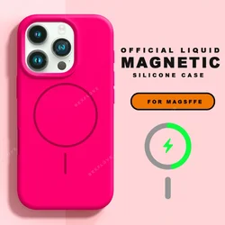 Magnetic Liquid Silicone Lanyard Phone Case with Strap Protector - iPhone 14 Pro (Rose)