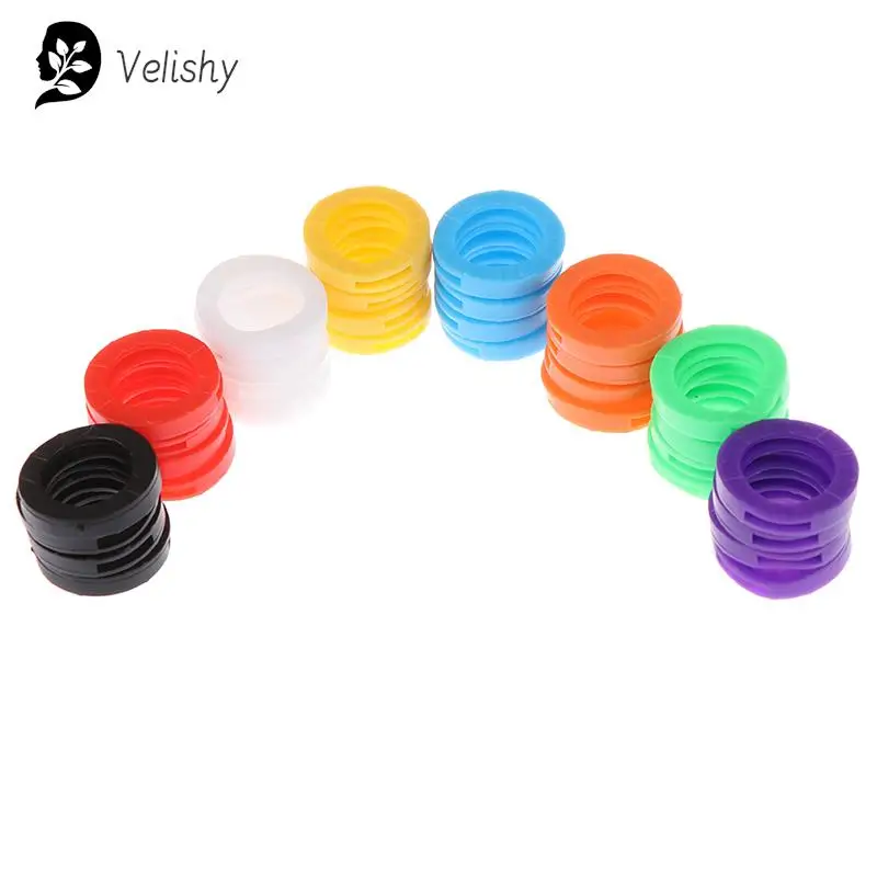 Key Caps Covers 32pcs Mixed Color Hollow Rubber Key Covers Round Soft Silicone Keys Locks Cap Multicolor Elastic Keyring Case