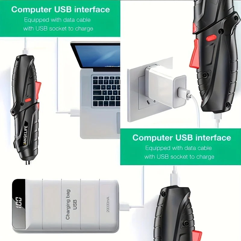 Tournevis électrique Batterie rechargeable Tournevis sans fil Puissant impact Tournevis sans fil Perceuse Tournevis électrique_voghion.com