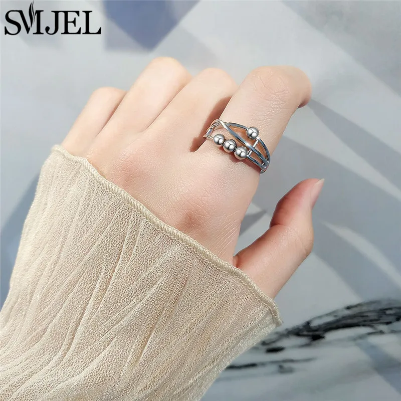 Anello Antistress con Perline Metalliche, Gioiello Girevole a Spirale per Uomo e Donna, per Alleviare l'Ansia e il Stress - immagine 3
