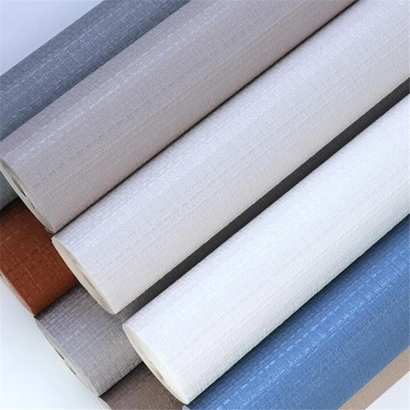 

Nordic Solid Color Plain Linen Vine Woven Grass Woven Wallpaper Non Self Adhesive Living Room Bedroom Hotel Engineering Wallpape