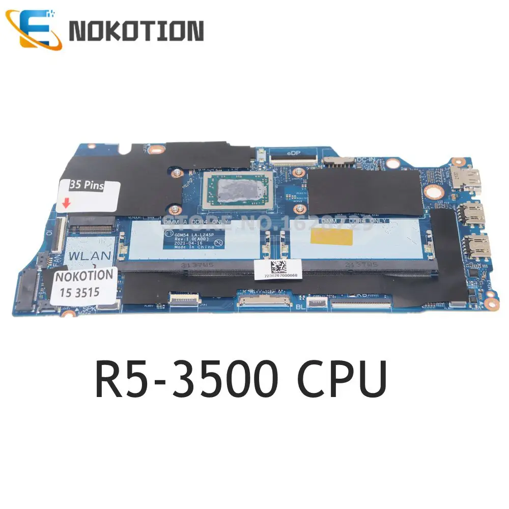 GDM54 LA-L245P CN-0PY51M 0PY51M For DELL Inspiron 15 3515 Laptop  Motherboard With R5-3500 CPU 35pin Board - AliExpress