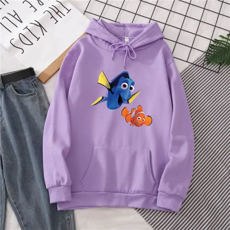 Finding Nemo Women's Fashion Trendy Hoodie Cartoon Cute Fish Hoodie Casual Round Neck Sweatshirt Winter Women's 90's Tops 2
